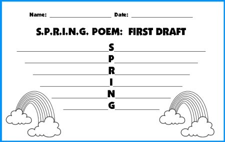 Spring Acrostic Poem First Draft Worksheets