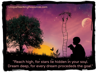 Reach high motivational quote by Pamela Vaull Starr