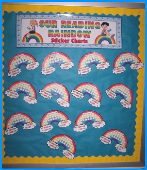 Reading Rainbow Sticker Charts Classroom Bulletin Board Display