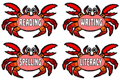 Free Reading, Writing, Spelling, and Literacy School Subjects Bulletin Board Display Set