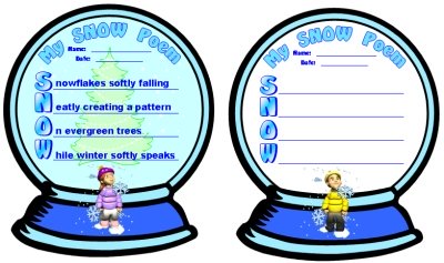 Snow Globe Acrostic Poem Creative Writing Poetry Templates