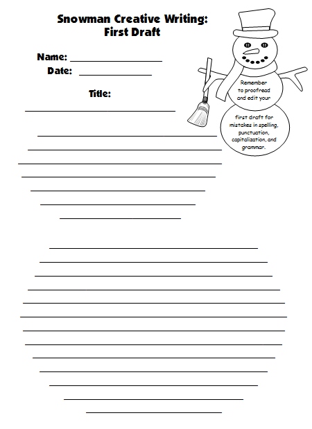 Snowman Creative Writing Project First Draft Worksheet