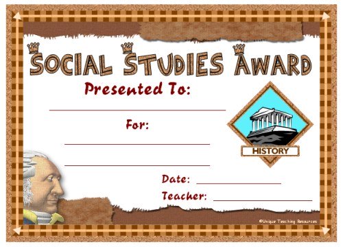 Social Studies Award Certificate For Students