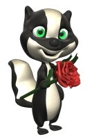 Spring Skunk Holding Flower