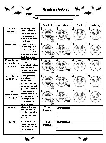 Stellaluna Grading Rubric for Book Report Projects