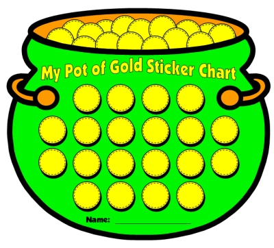 St. Patrick's Day Sticker Chart Template Pot of Gold