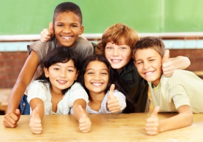 Elementary School Students Thumbs Up