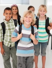 Back to School Students With Backpacks