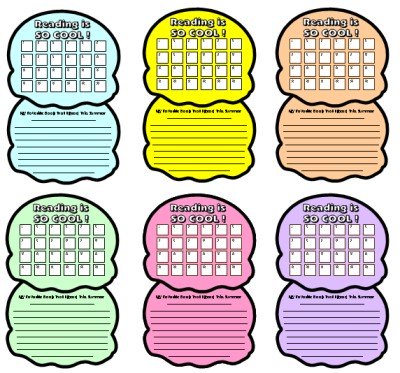 Summer Reading Homework Sticker Charts Ice Cream Templates