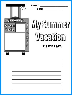 My Summer Vacation Suitcase First Draft Printable Worksheets