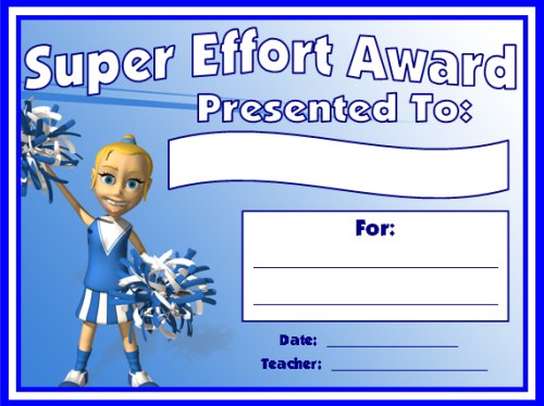 Super Effort Award Certificate For All Subjects