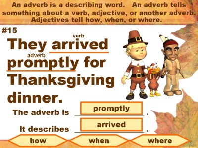 Thanksgiving Adverbs Powerpoint Presentation