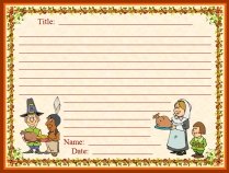 Thanksgiving Dinner and Pilgrims November Writing Prompts Printable Worksheet
