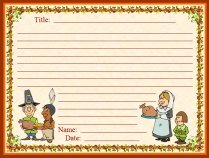 Thanksgiving Dinner and Pilgrims November Writing Prompts Printable Worksheet