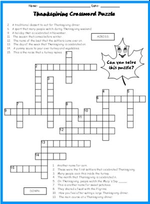 Thanksgiving Crossword Puzzle