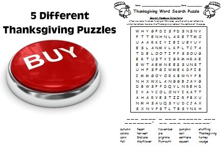 Thanksgiving and Wordsearch and Crossword Puzzle Worksheets
