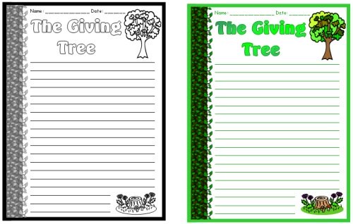 The Giving Tree Final Draft Creative Writing Worksheets and Lesson Plans