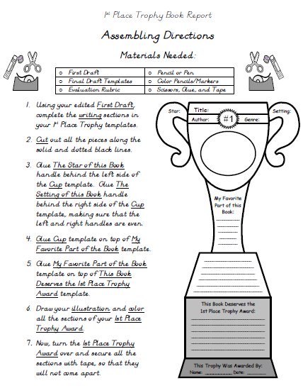 My Favorite Book Report Projects Directions for Assembling Templates