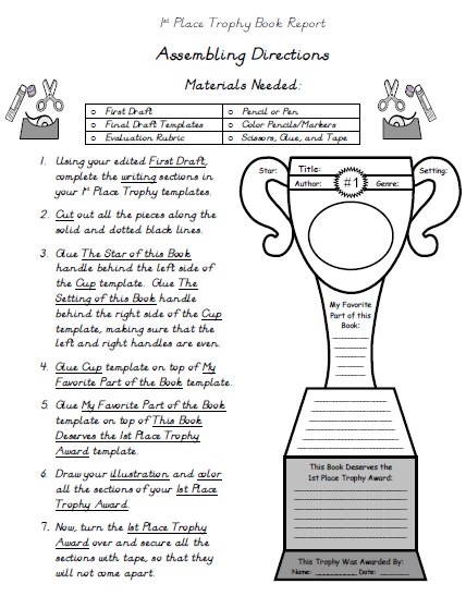 My Favorite Book Report Projects Directions for Assembling Templates