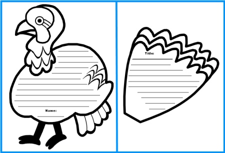 Turkey Creative Writing Set Black and White Templates