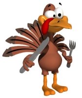Thanksgiving Turkey Holding Knife and Fork