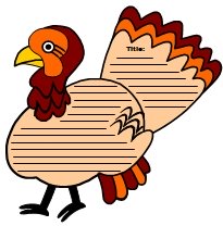 Thanksgiving Turkey Shaped Writing Templates and Printable Worksheets
