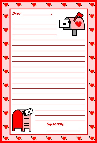 Valentine's Day Letter Writing Stationery