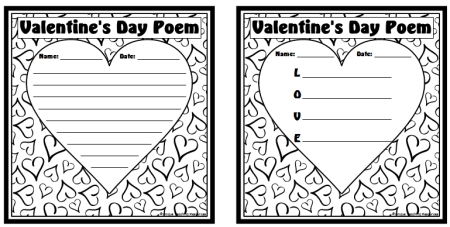 Valentine's Day acrostic poem heart templates