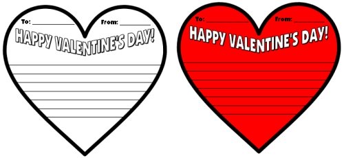 Valentine's Day Cards for Elementary Students Heart Shaped Writing Templates