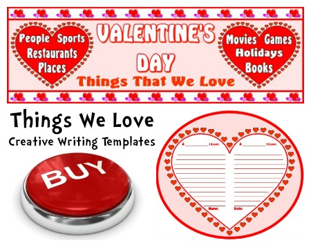 Valentine's Day Heart Creative Writing Templates and Lesson Plan Activities