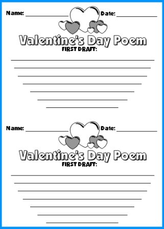 Valentine's Day Poetry Lesson Plans First Draft Writing Worksheet