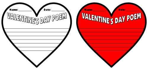 Valentine's Day Poetry Writing Templates and Worksheets