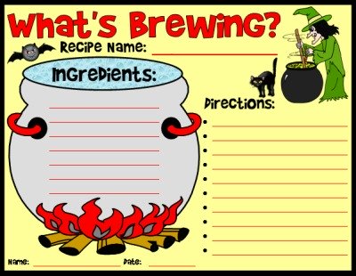 What's Brewing Halloween Recipe Worksheet