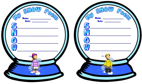 Poetry Lesson Plans, Templates, and Worksheets for Winter Snow Acrostic Poems