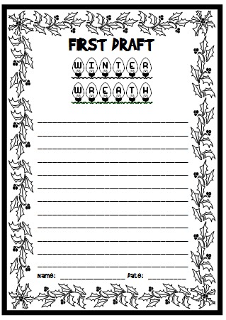 Winter Wreath Printable Worksheet for Creative Writing Lesson Plans