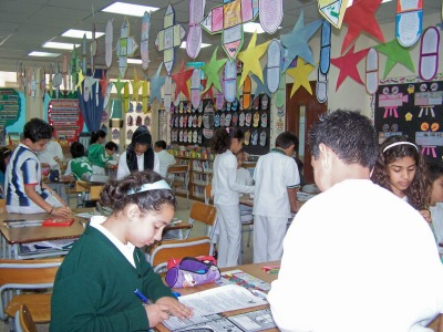 Elementary Students Working on Groups Projects in Classroom