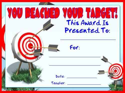 You Reached Your Target Achievement Award Certificate 