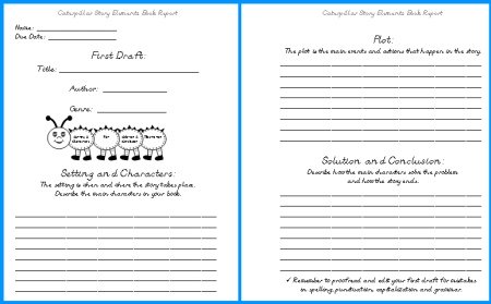 elements of a book report caterpillar book report project templates worksheets elements of a book report caterpillar book report project templates worksheets