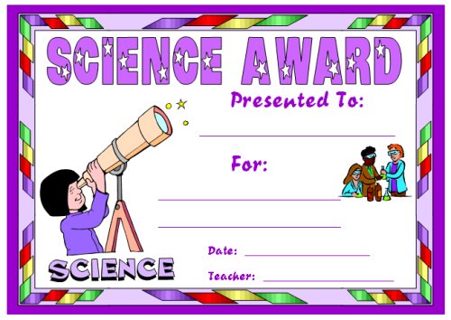 award certificate template. science award certificate