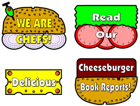 Cheese Burger Book Reports Projects:  Templates and Printable Worksheets