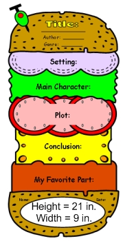 Cheeseburger Book Reports Templates and Graphic Organizer Measurements