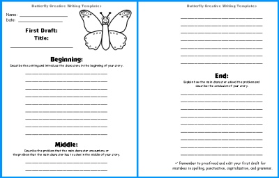 Spring Butterfly Creative Writing Stories First Draft Worksheets