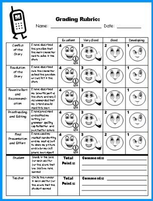 Cell Phone Book Report Projects Grading Rubric