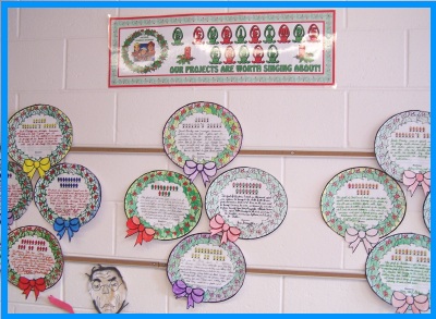 A Christmas Carol  by Charles Dickens Wreath Bulletin Board Display of Projects