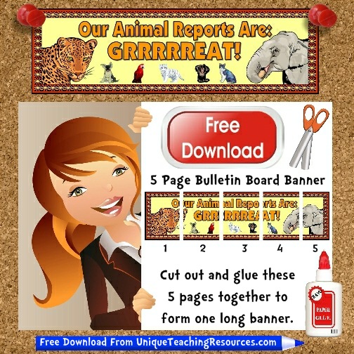 Download Free Animal Reports Bulletin Board Display Banner.