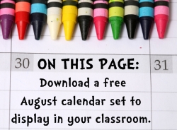 Download Free August Classroom Calendar Set
