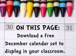 Download Free December Classroom Calendar Set