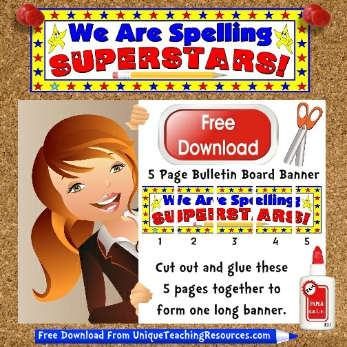 Download Free Spelling Superstars Bulletin Board Display Banner