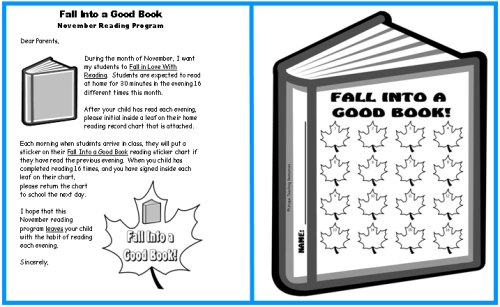 Fall Into Reading Sticker Charts Parent Letter