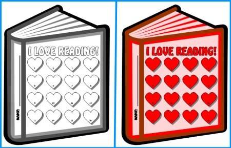 I Love Reading Valentine's Day Sticker Charts